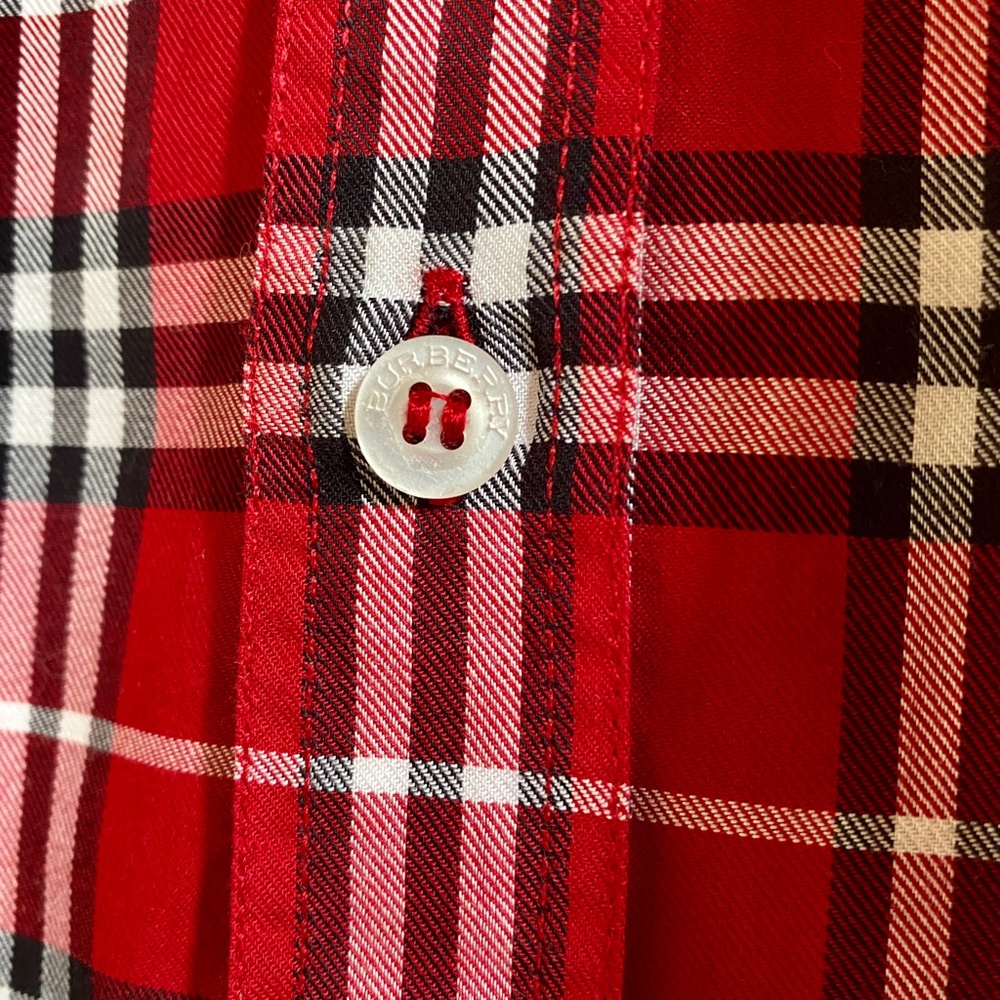 Burberry boys Vermillion Red Check Cotton Shirt Sz4 - Picture 4 of 7